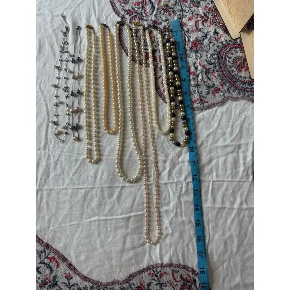 Vintage Faux Pearl Jewelry Lot Marvella Japan Necklaces Earrings Mid Century - Picture 2 of 14